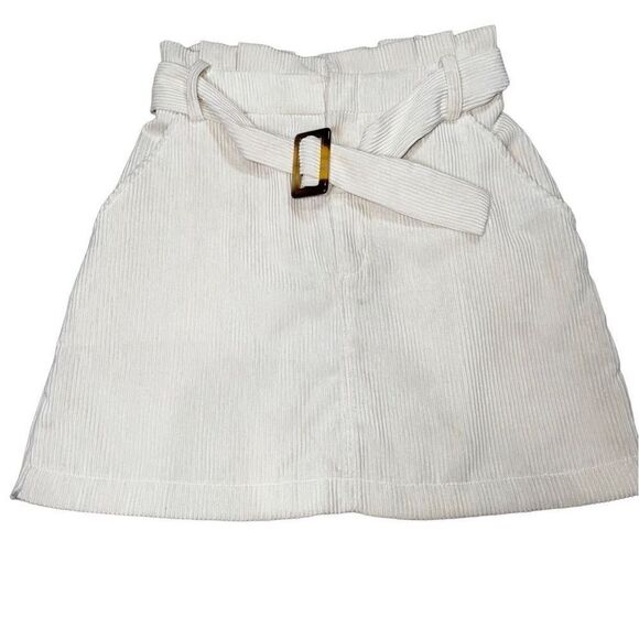 Goodnight Macaroon Small White Corduroy Skirt - Picture 1 of 6